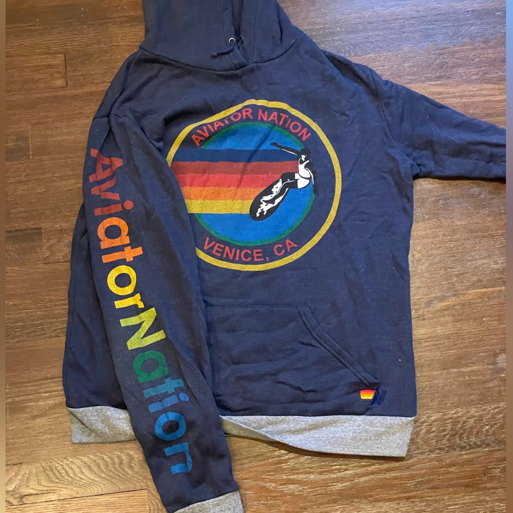 Aviator Nation navy logo hoodie. Size XL
